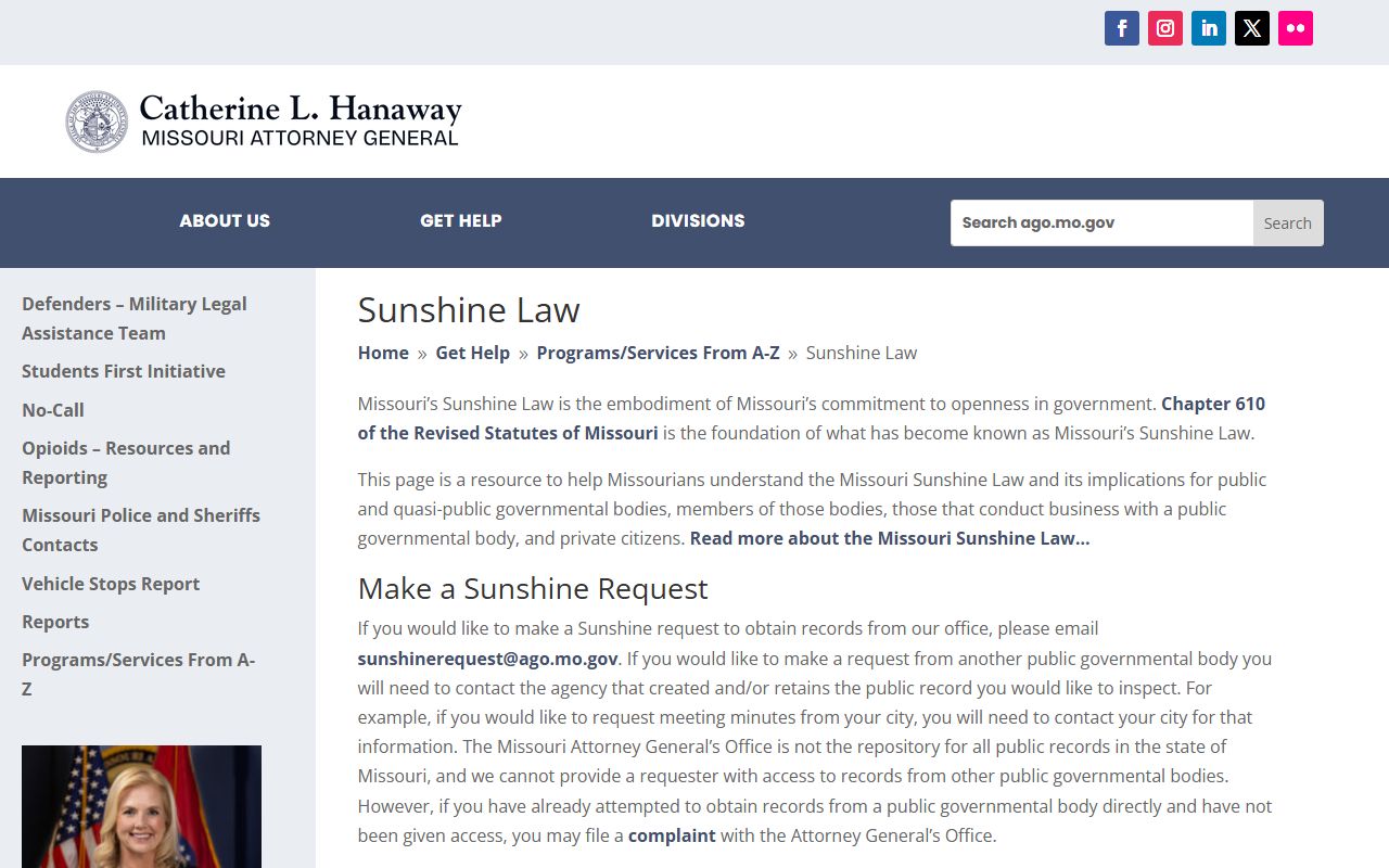 Gasconade County Jail inmate records Sunshine Law request guidance